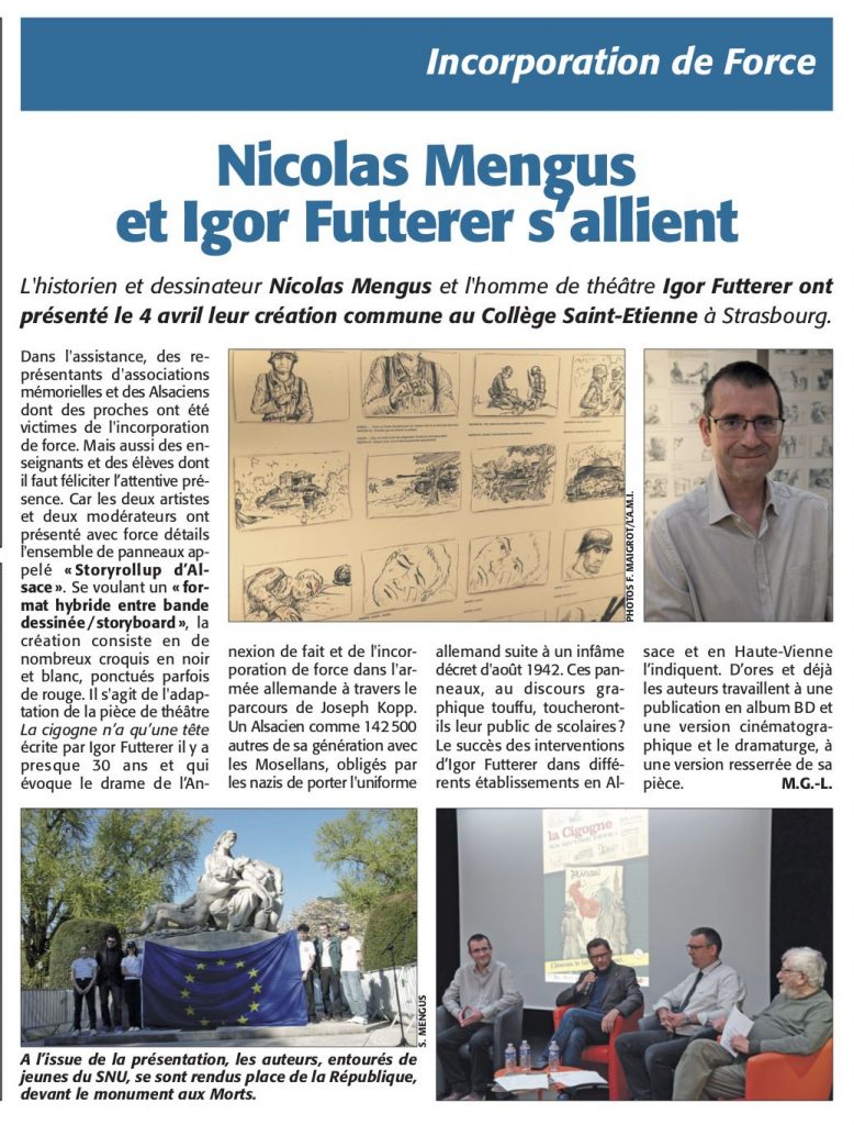 Les Dernières Nouvelles d'Alsace - La Broderie d'Alsace - Nicolas Mengus et Igor Futterer Strasbourg Avril 2025