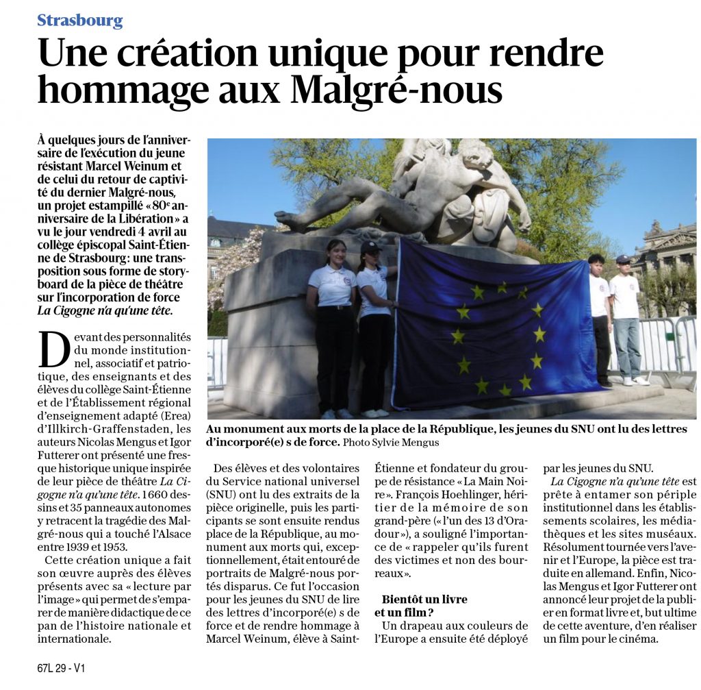 Les Dernières Nouvelles d'Alsace - La Broderie d'Alsace - Nicolas Mengus et Igor Futterer Strasbourg Avril 2025