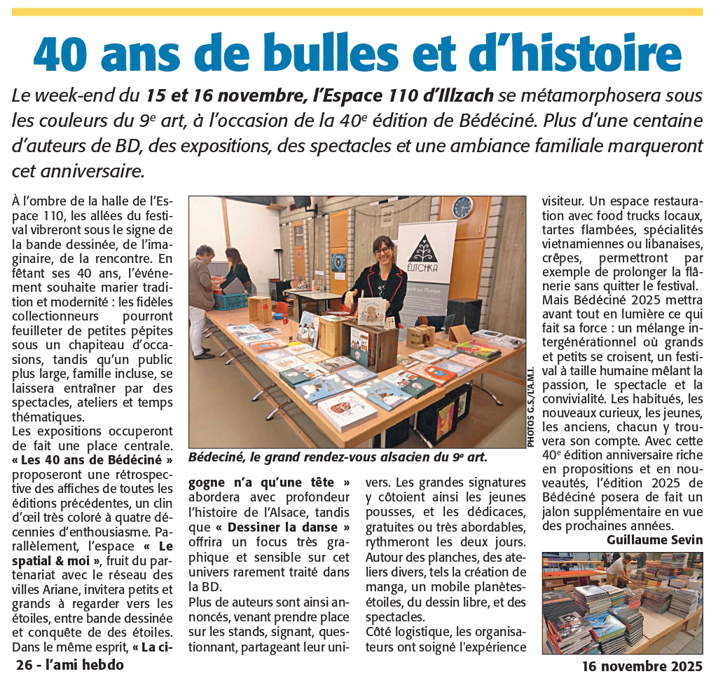 L'Ami Hebdo - La Broderie d'Alsace - Nicolas Mengus et Igor Futterer Bédéciné Novembre 2025 - Illzach