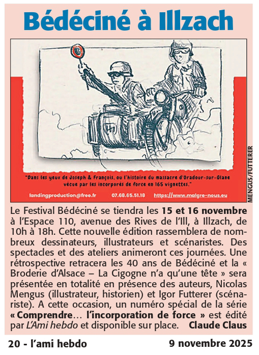 L'Ami Hebdo - La Broderie d'Alsace - Nicolas Mengus et Igor Futterer Bédéciné Novembre 2025